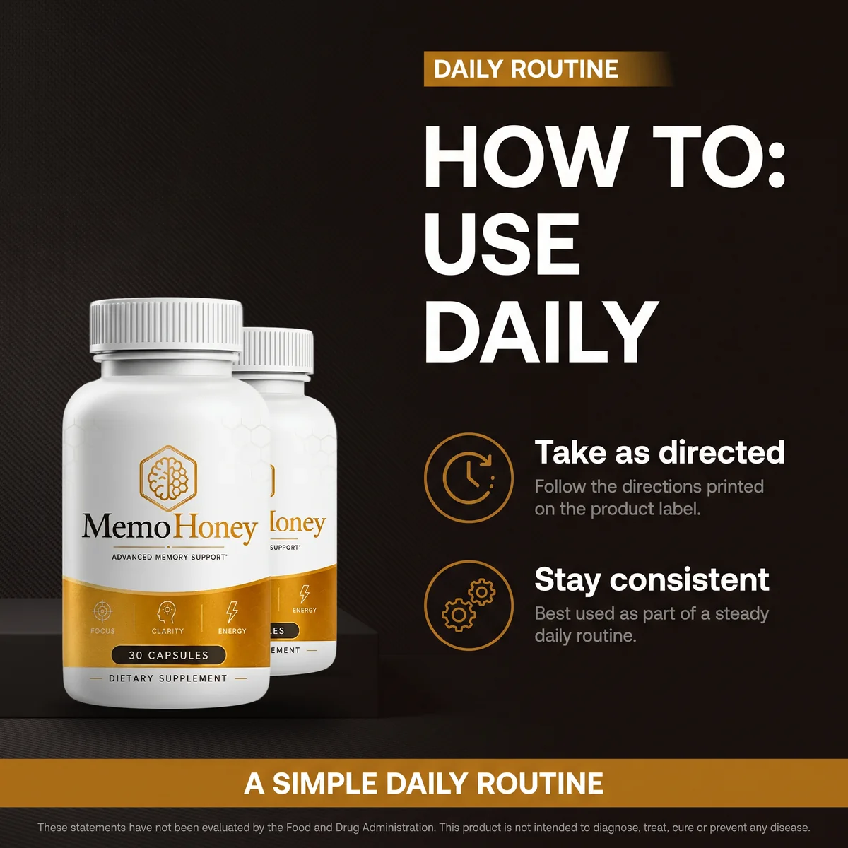 MemoHoney bottle beside water in a daily routine scene